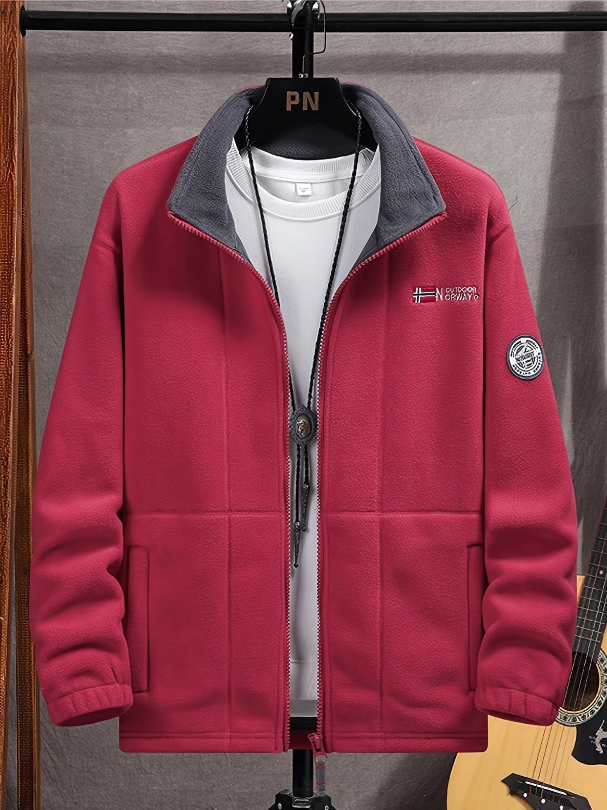 Rudolf | Men's Fleece Jacket with Collar, Outdoor Fleece Jacket | My Sweet Wardrobe | Black