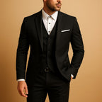 Ryan | Men's Slim Fit Three-Piece Suit with Waistcoat, Tailored Trouser Suit | My Sweet Wardrobe | Black