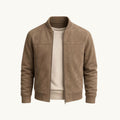Ryan | Men's Suede Bomber Jacket, Tailored Autumn Jacket | Dressific | Brown