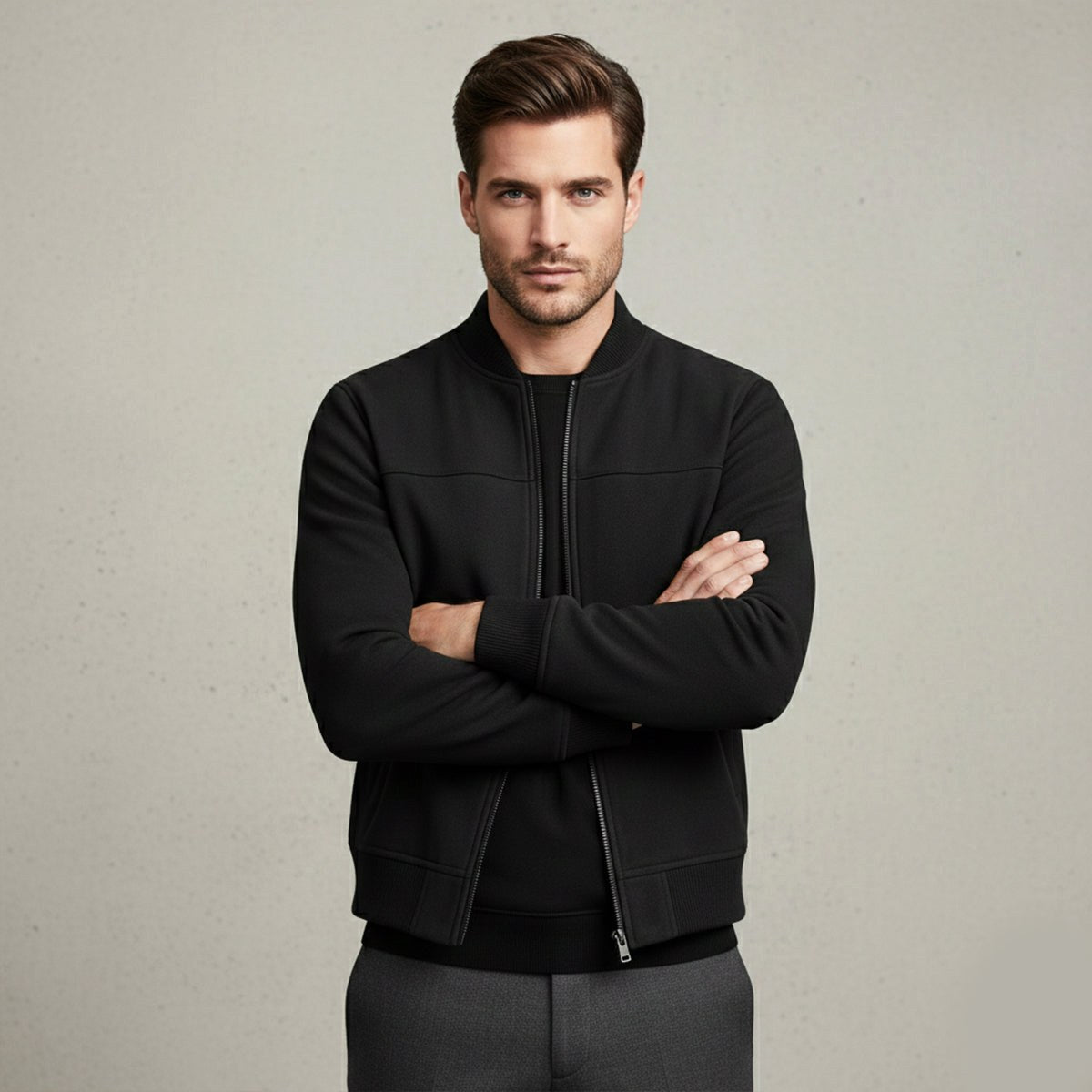 Ryan | Men's Suede Bomber Jacket, Tailored Autumn Jacket | Dressific