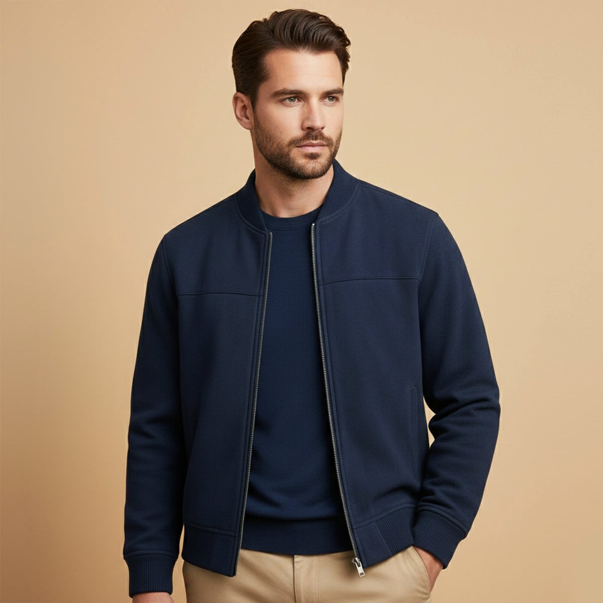 Ryan | Men's Suede Bomber Jacket, Tailored Autumn Jacket | Dressific