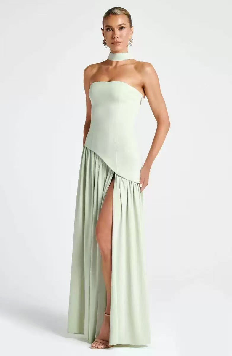 Sabine | Women's Strapless Maxi Dress with Leg Split, Formal Wedding Guest Dress | My Sweet Wardrobe
