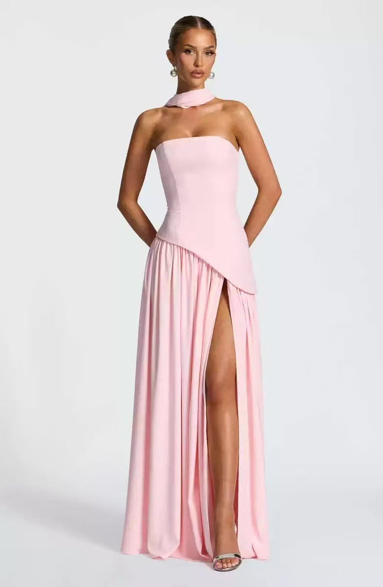 Sabine | Women's Strapless Maxi Dress with Leg Split, Formal Wedding Guest Dress | My Sweet Wardrobe