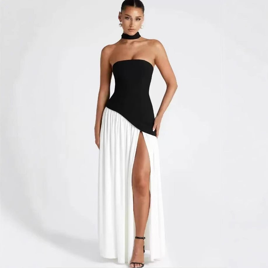 Sabine | Women's Strapless Maxi Dress with Leg Split, Formal Wedding Guest Dress | My Sweet Wardrobe | Blue