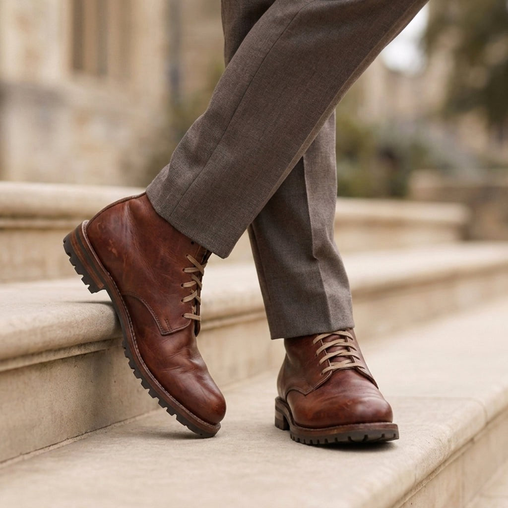 Samuel | Women's Lace-Up Faux Leather Boots, Classic Ankle Boots | My Sweet Wardrobe