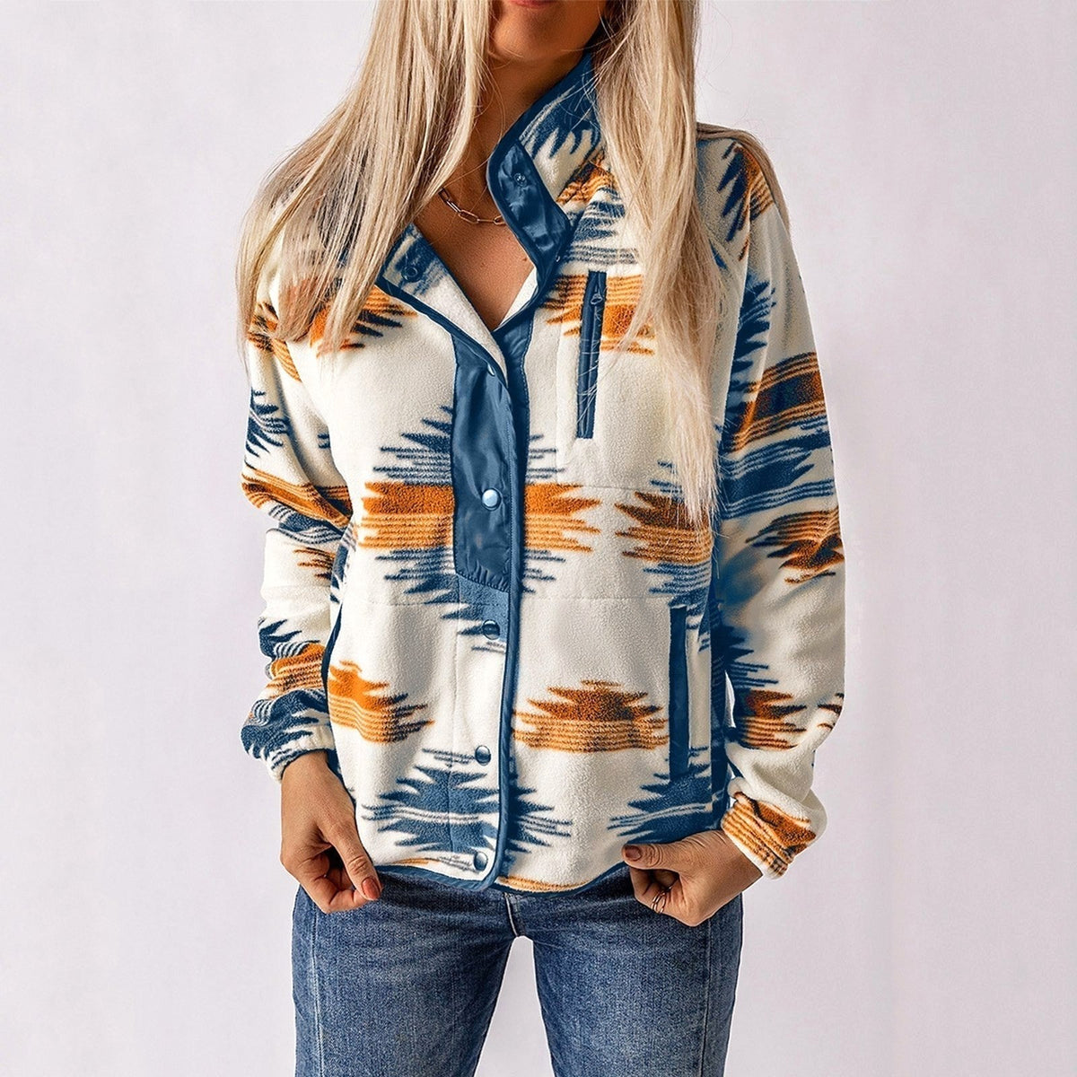 Sandra | Women's Button-Up Jacket, Structured Midweight Jacket | My Sweet Wardrobe | Navy