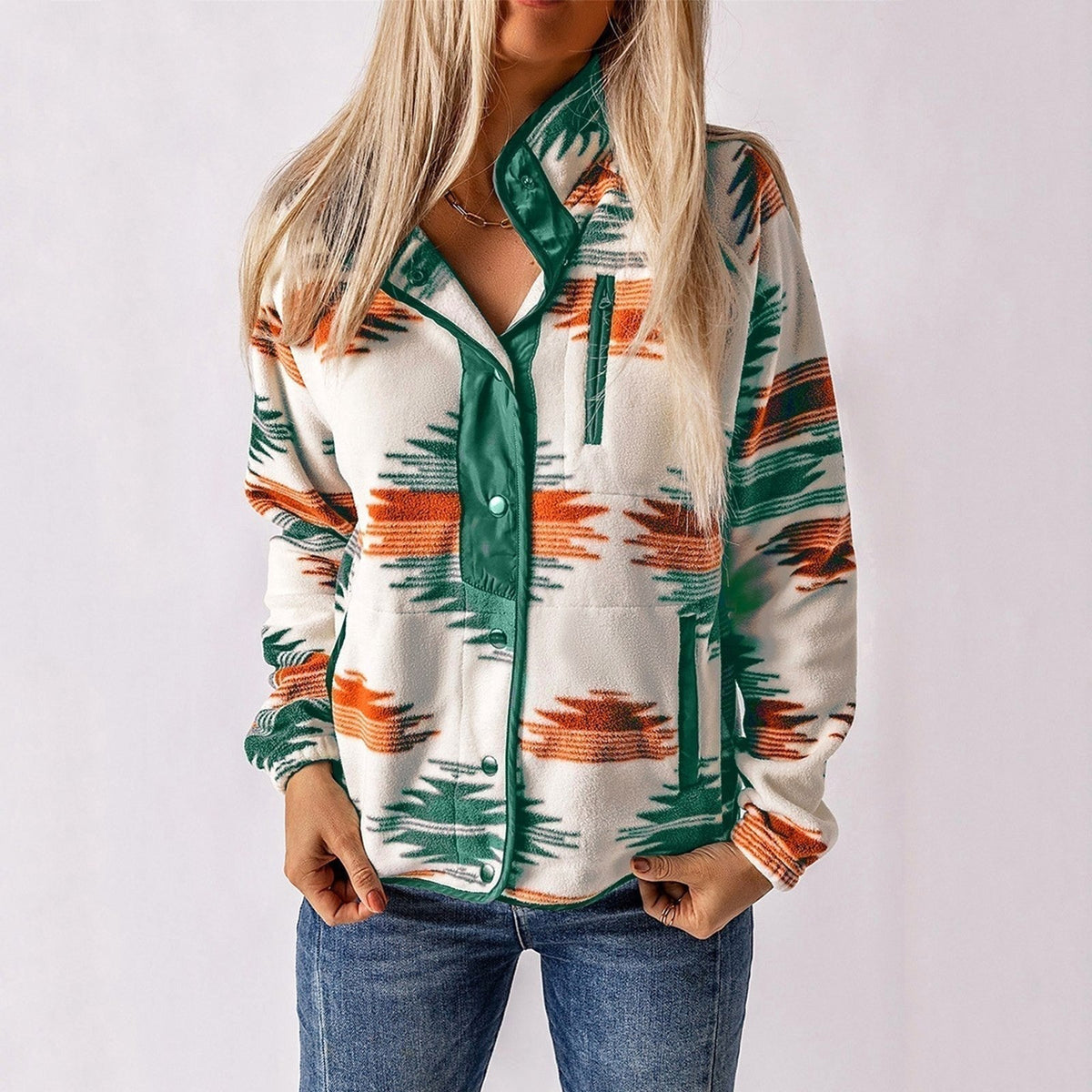 Sandra | Women's Button-Up Jacket, Structured Midweight Jacket | My Sweet Wardrobe | Green