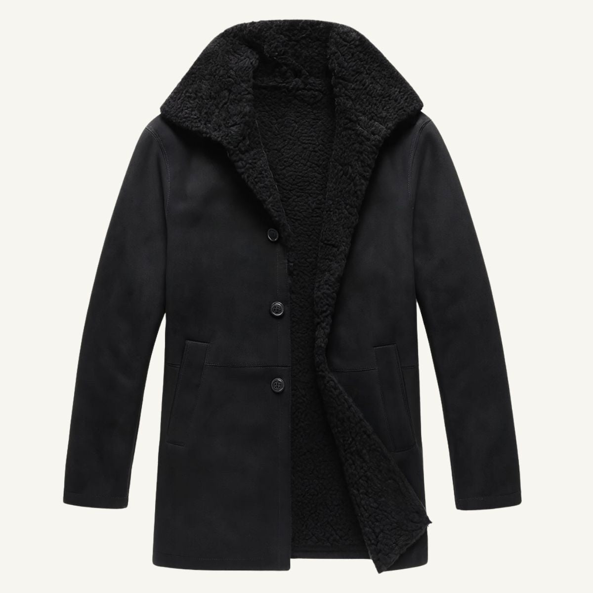 Sawyer | Men's Shearling Collar Overcoat, Tailored Winter Coat | My Sweet Wardrobe