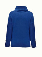 Scarlett | Women's Ribbed Knit Jumper with Cowl Collar and Cuff Buttons, Structured Knit Jumper | My Sweet Wardrobe | Grey