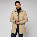 Scott | Men's Tailored Longline Coat, Button Front Overcoat | My Sweet Wardrobe | Beige