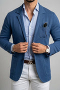 Sebastian | Men's Denim Blazer with Lapels, Structured Button Blazer | My Sweet Wardrobe