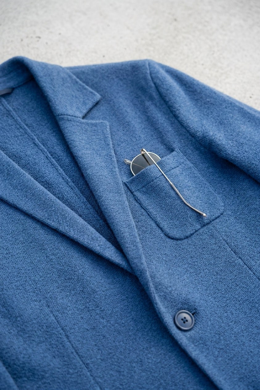 Sebastian | Men's Denim Blazer with Lapels, Structured Button Blazer | My Sweet Wardrobe