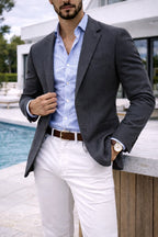 Sebastian | Men's Denim Blazer with Lapels, Structured Button Blazer | My Sweet Wardrobe