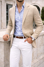Sebastian | Men's Denim Blazer with Lapels, Structured Button Blazer | My Sweet Wardrobe