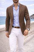 Sebastian | Men's Denim Blazer with Lapels, Structured Button Blazer | My Sweet Wardrobe