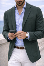 Sebastian | Men's Denim Blazer with Lapels, Structured Button Blazer | My Sweet Wardrobe