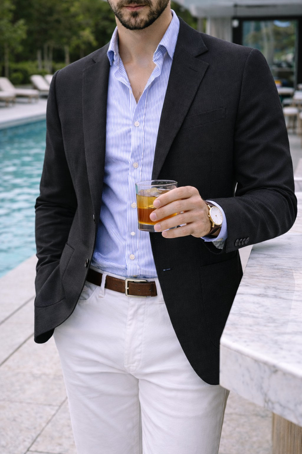 Sebastian | Men's Denim Blazer with Lapels, Structured Button Blazer | My Sweet Wardrobe