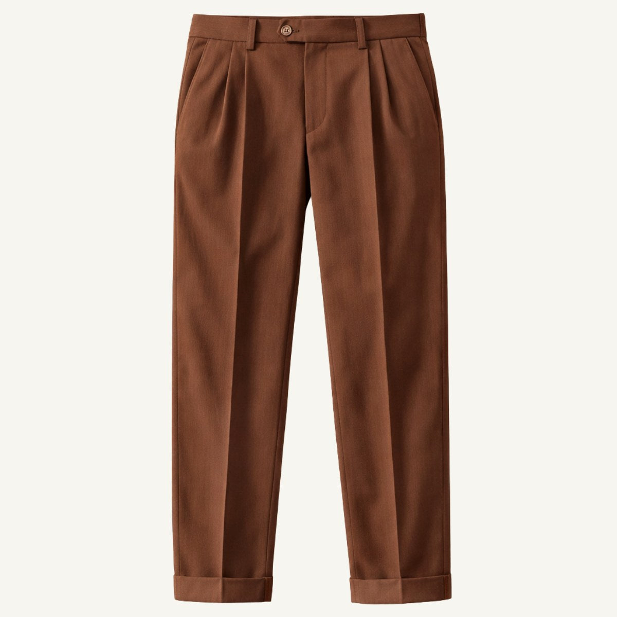 Shane | Men's High Waist Double Pleated Trousers, Tailored Formal Trousers | Dressific | Brown