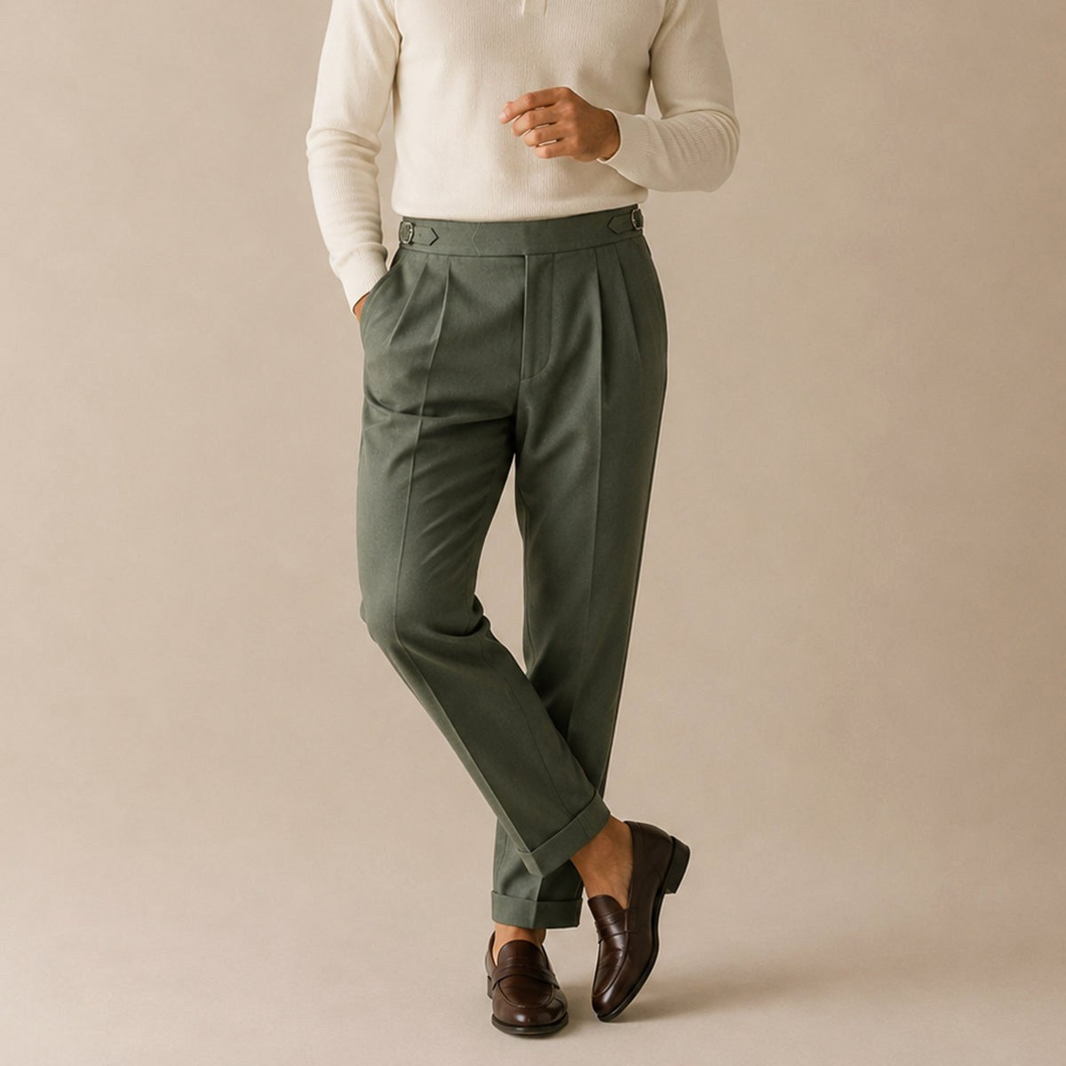 Shane | Men's High Waist Double Pleated Trousers, Tailored Formal Trousers | Dressific