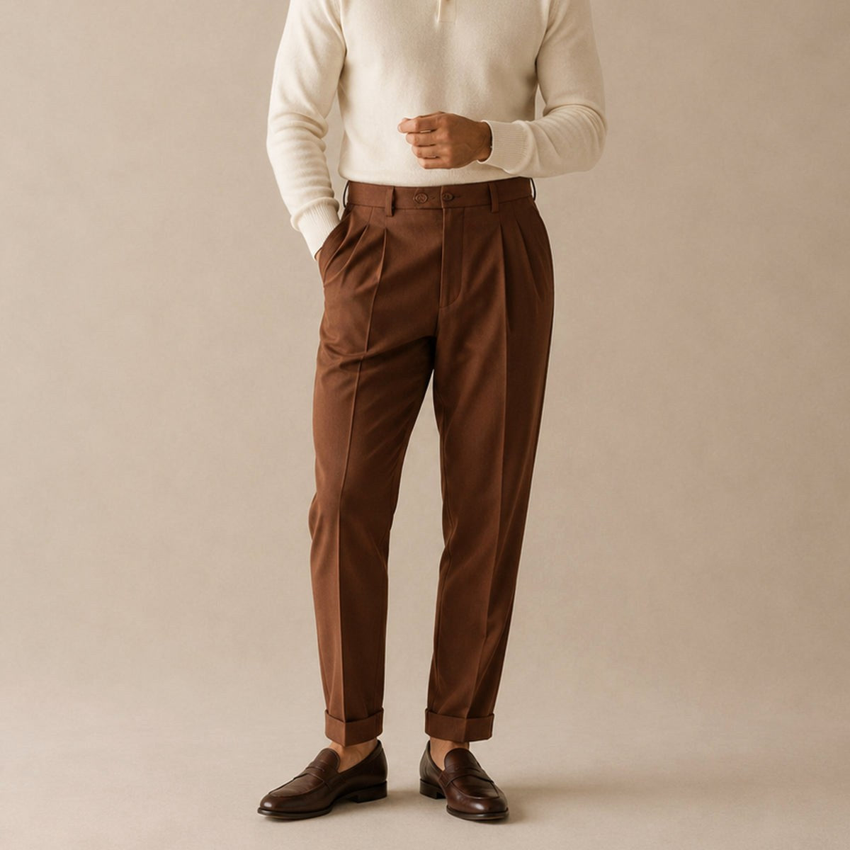 Shane | Men's High Waist Double Pleated Trousers, Tailored Formal Trousers | Dressific | Black