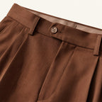 Shane | Men's High Waist Double Pleated Trousers, Tailored Formal Trousers | Dressific | Apricot