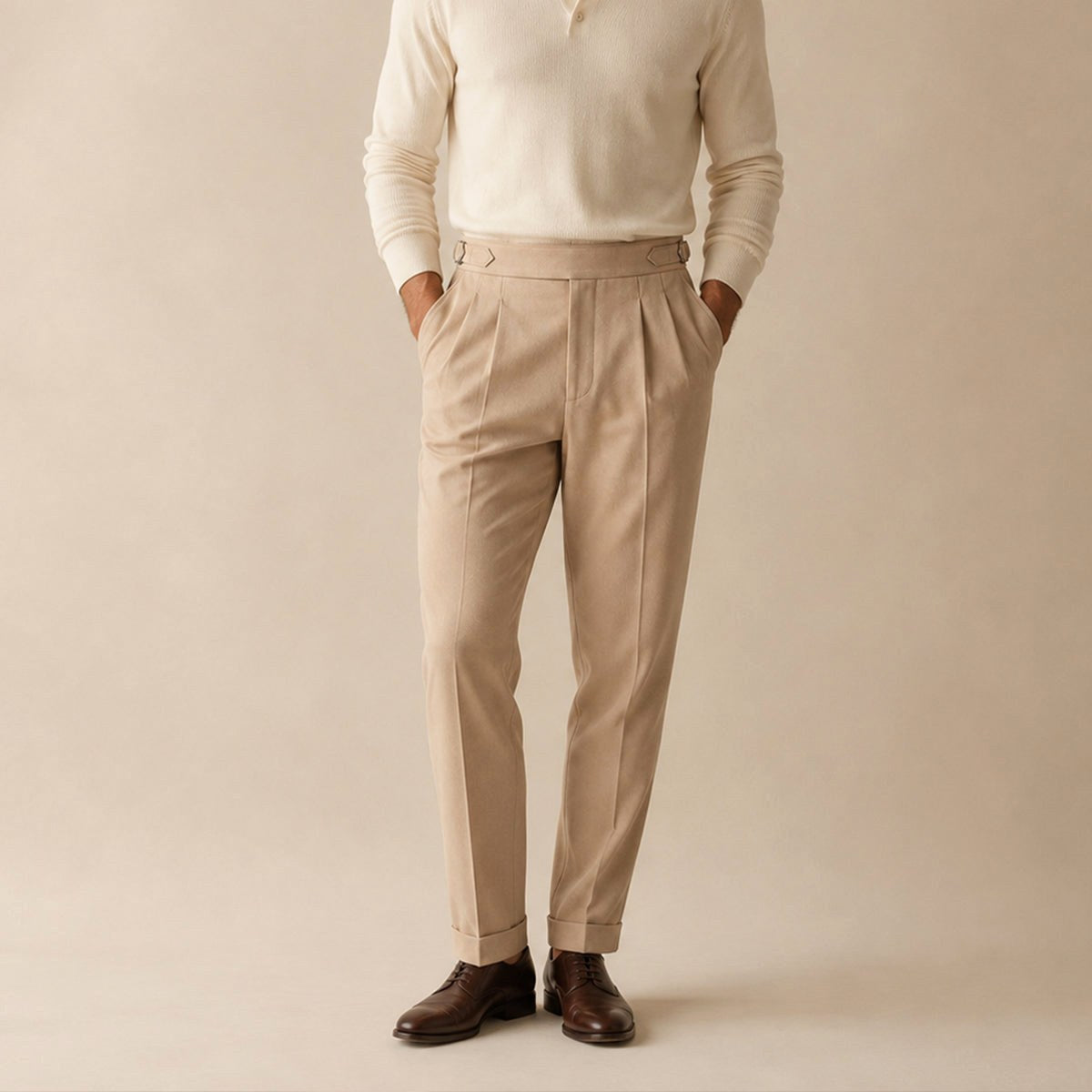 Shane | Men's High Waist Double Pleated Trousers, Tailored Formal Trousers | Dressific