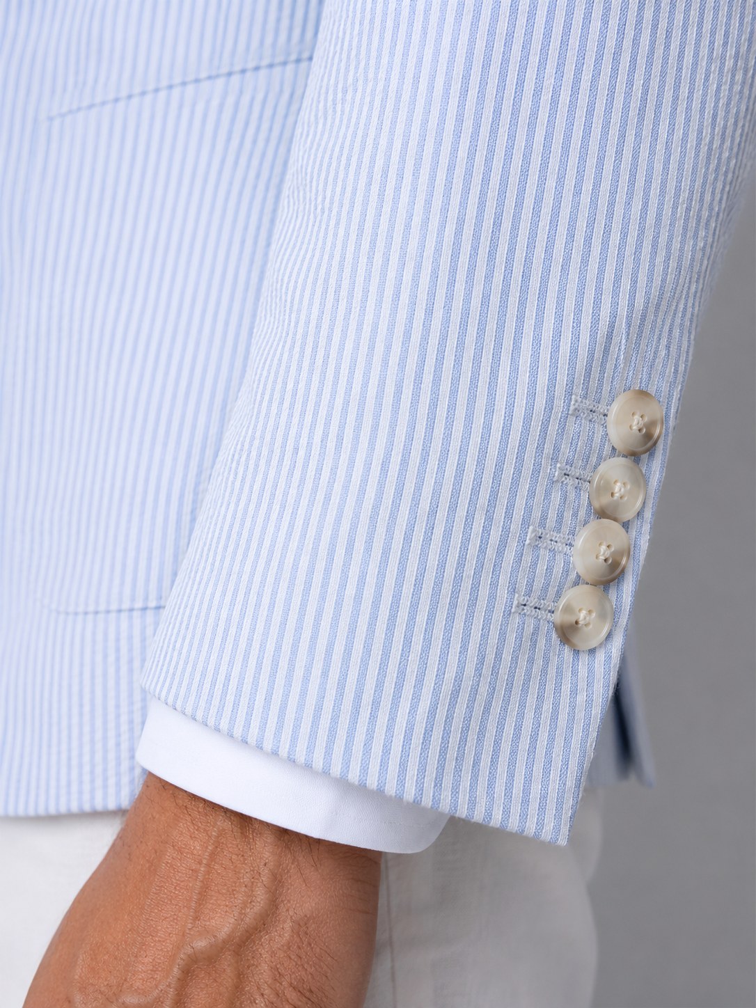 Shaun | Men's Striped Tailored Blazer, Lightweight Suit Jacket | My Sweet Wardrobe | White