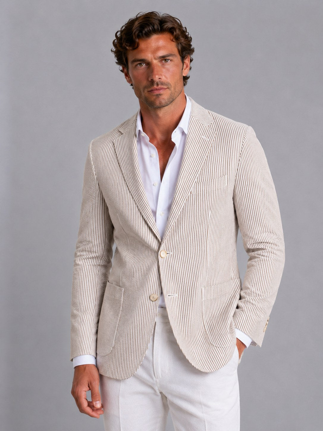 Shaun | Men's Striped Tailored Blazer, Lightweight Suit Jacket | My Sweet Wardrobe