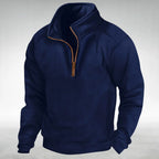 Siegfried | Men's Zip Jumper with Relaxed Cut, Versatile Jumper | My Sweet Wardrobe | Navy Blue