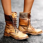 Sophie | Women's Lace-Up Ankle Boots in Dusty Pink, Vintage Ankle Boots with Block Heel | My Sweet Wardrobe | Carmine Red