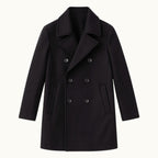Spencer | Men's Double Breasted Wool Peacoat, Warm Winter Coat | Dressific | Black