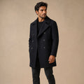 Spencer | Men's Double Breasted Wool Peacoat, Warm Winter Coat | Dressific
