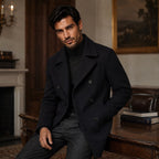 Spencer | Men's Double Breasted Wool Peacoat, Warm Winter Coat | Dressific