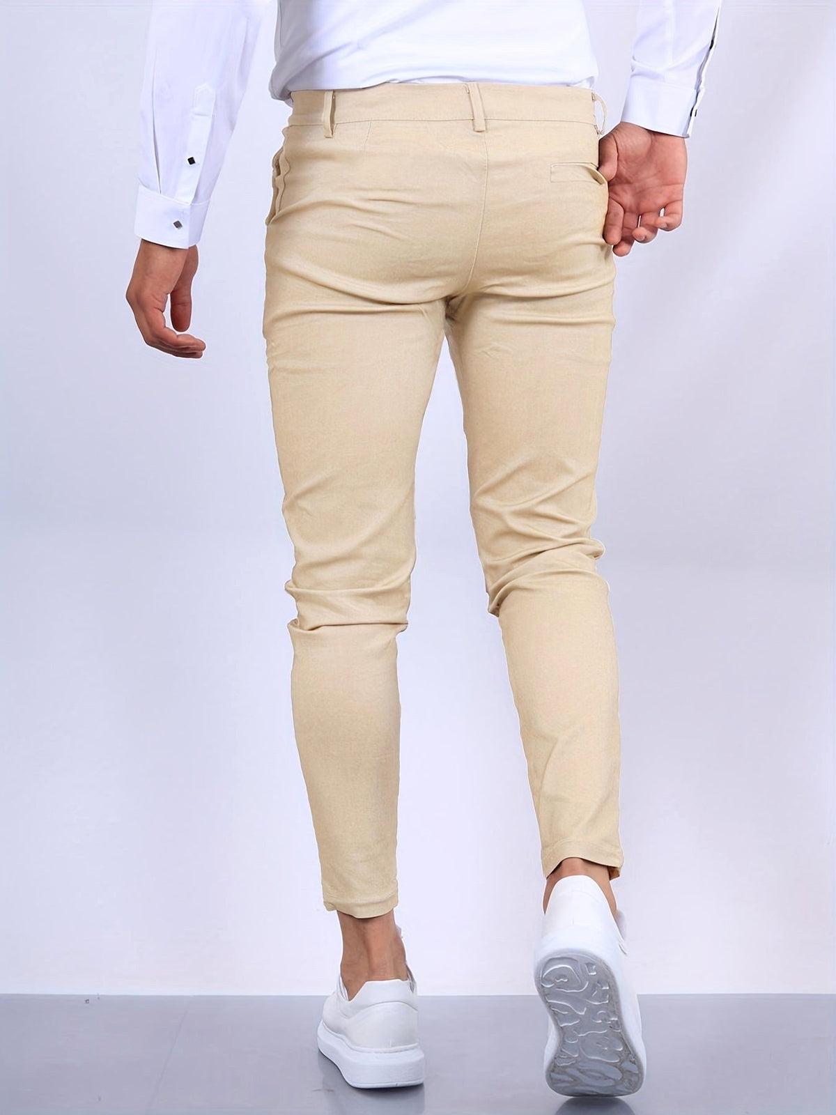 Stefan | Men's Slim Fit Chinos in Blue, Stretch Business Trousers | My Sweet Wardrobe | Pure Black