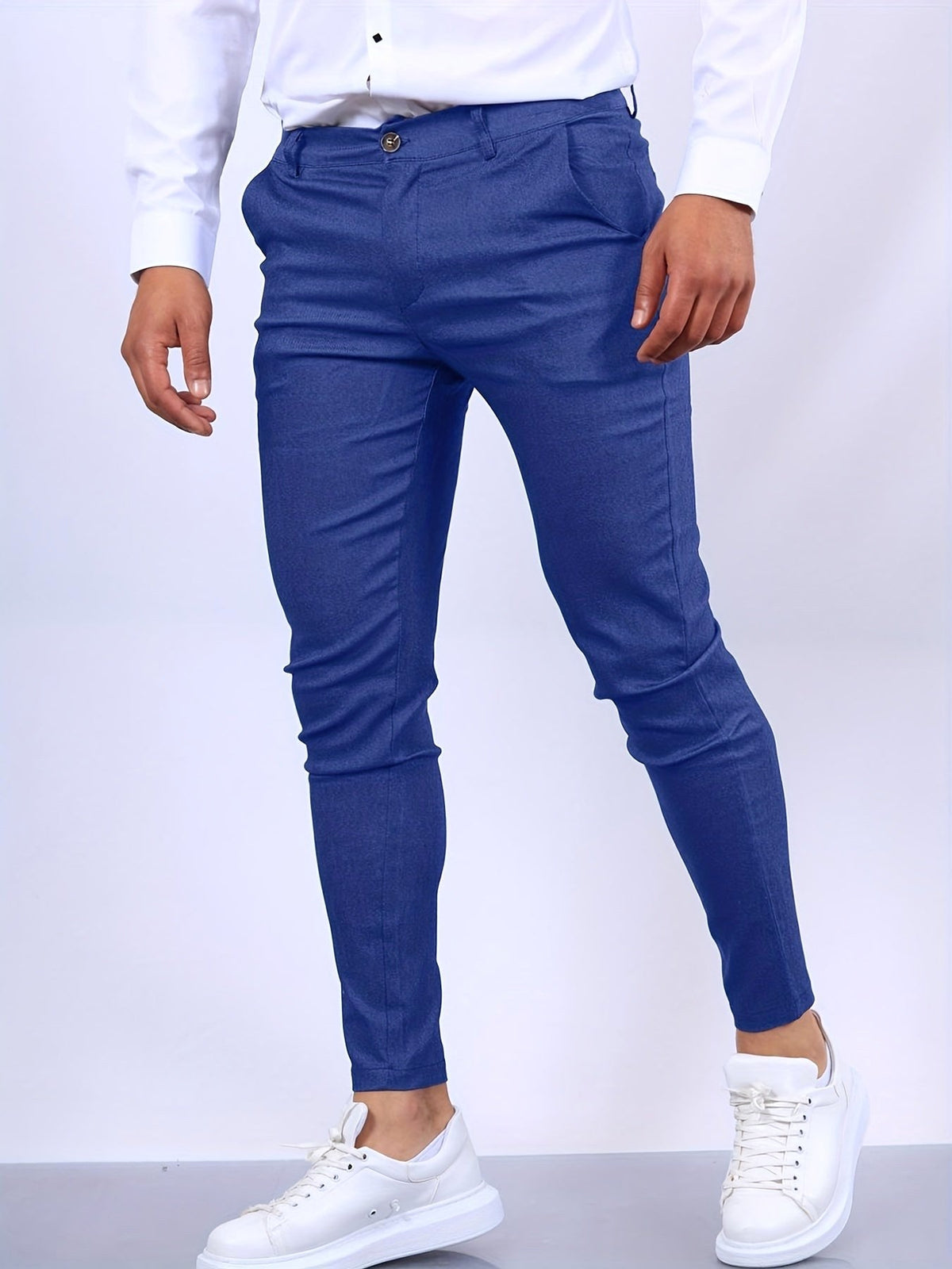Stefan | Men's Slim Fit Chinos in Blue, Stretch Business Trousers | My Sweet Wardrobe | Royal Blue
