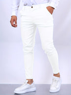 Stefan | Men's Slim Fit Chinos in Blue, Stretch Business Trousers | My Sweet Wardrobe | Pure Black
