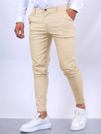 Stefan | Men's Slim Fit Chinos in Blue, Stretch Business Trousers | My Sweet Wardrobe | Pure Black