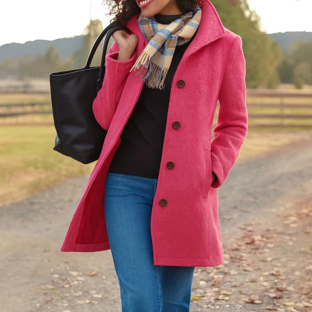 Susan | Women's Classic Button-Front Winter Coat, Tailored Autumn Coat | My Sweet Wardrobe