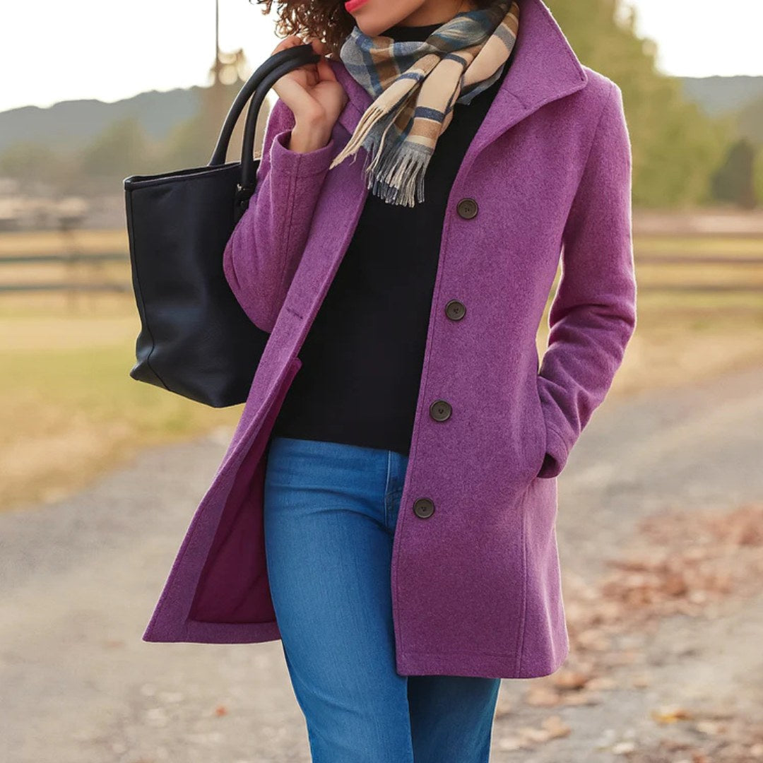 Susan | Women's Classic Button-Front Winter Coat, Tailored Autumn Coat | My Sweet Wardrobe