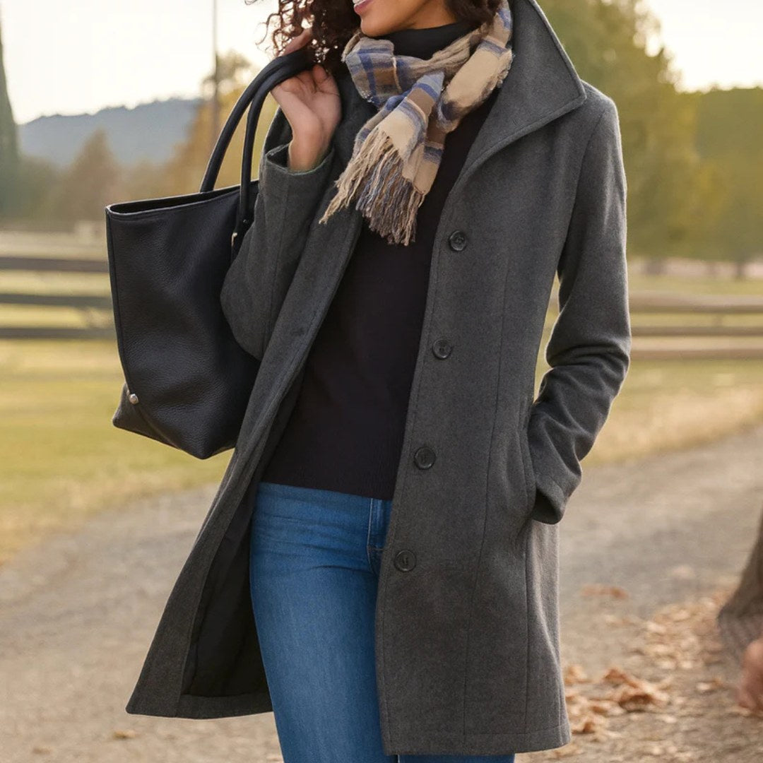 Susan | Women's Classic Button-Front Winter Coat, Tailored Autumn Coat | My Sweet Wardrobe