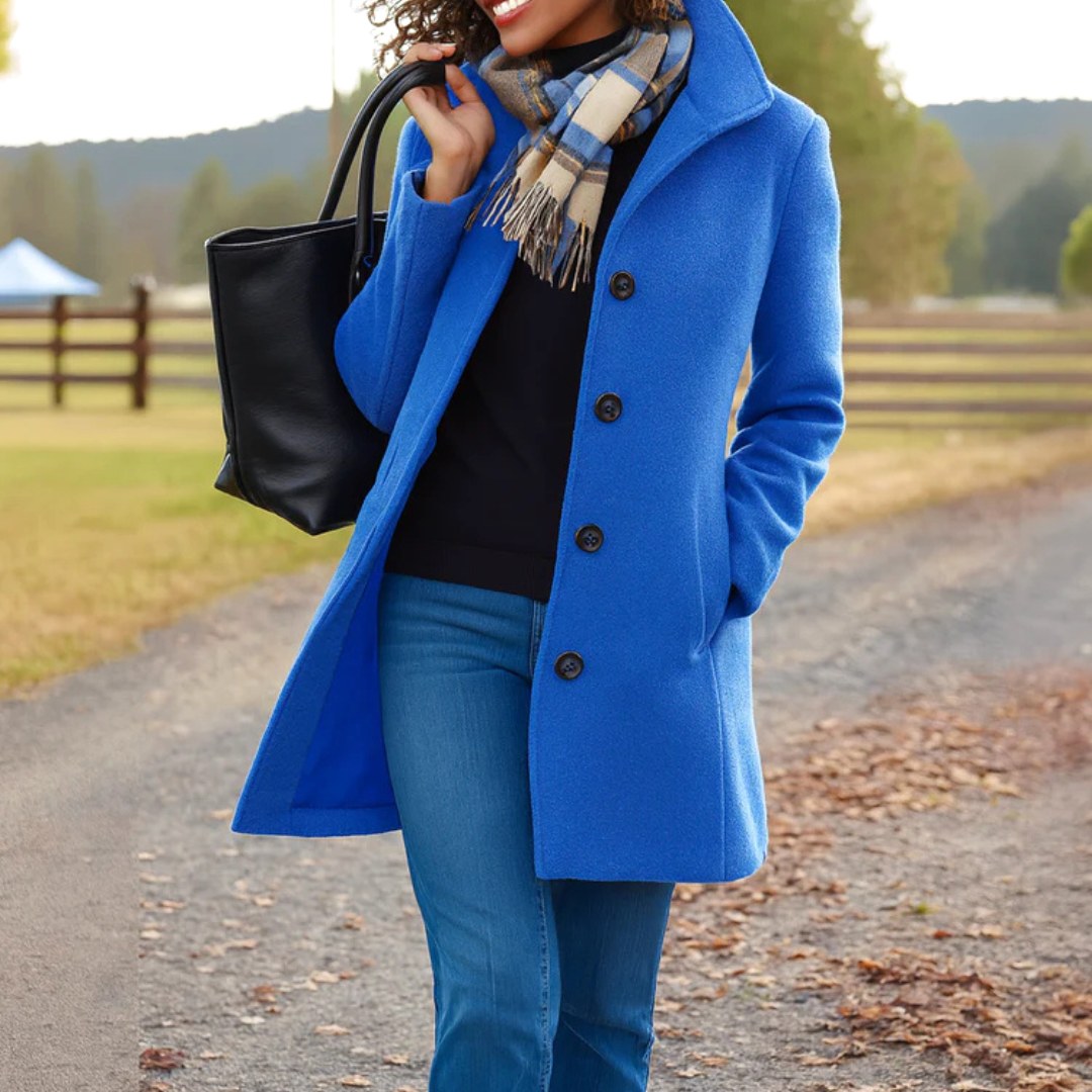 Susan | Women's Classic Button-Front Winter Coat, Tailored Autumn Coat | My Sweet Wardrobe