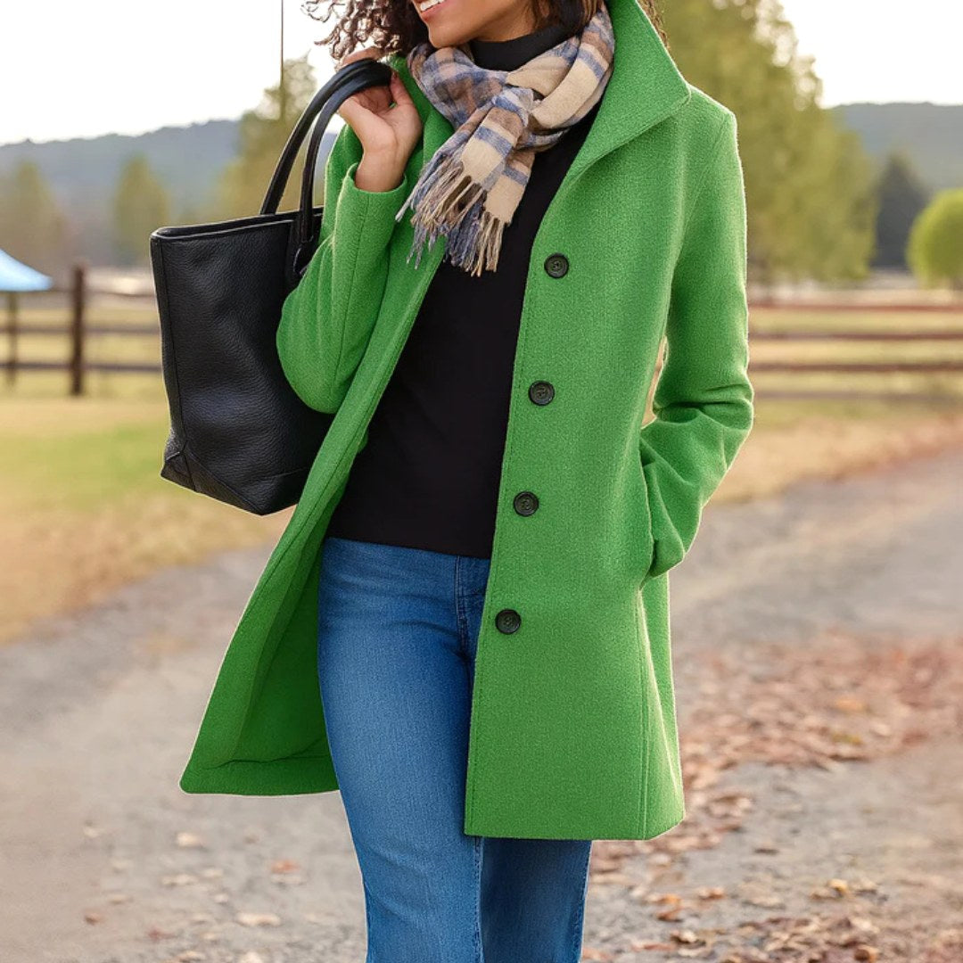 Susan | Women's Classic Button-Front Winter Coat, Tailored Autumn Coat | My Sweet Wardrobe