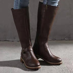 Sylvia | Women's Orthopedic Leather Knee-High Boots, Block Heel Autumn Boots | My Sweet Wardrobe | Black