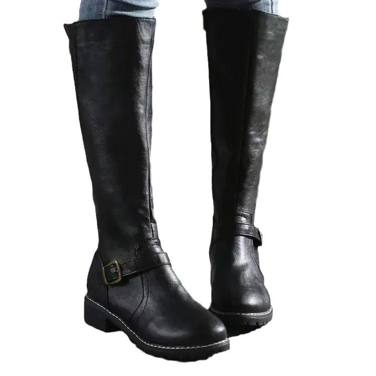 Sylvia | Women's Orthopedic Leather Knee-High Boots, Block Heel Autumn Boots | My Sweet Wardrobe
