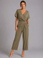 Sylvie | Women's Wrap-Front Two-Piece Set, Relaxed Cropped Trousers | My Sweet Wardrobe