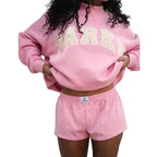 Thea | Women's Mock Neck Knit Sweatshirt, Varsity Letter Jumper | My Sweet Wardrobe