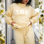 Thea | Women's Mock Neck Knit Sweatshirt, Varsity Letter Jumper | My Sweet Wardrobe