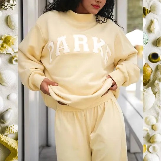 Thea | Women's Mock Neck Knit Sweatshirt, Varsity Letter Jumper | My Sweet Wardrobe