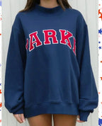 Thea | Women's Mock Neck Knit Sweatshirt, Varsity Letter Jumper | My Sweet Wardrobe