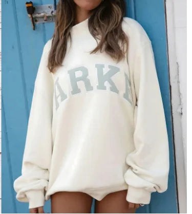 Thea | Women's Mock Neck Knit Sweatshirt, Varsity Letter Jumper | My Sweet Wardrobe
